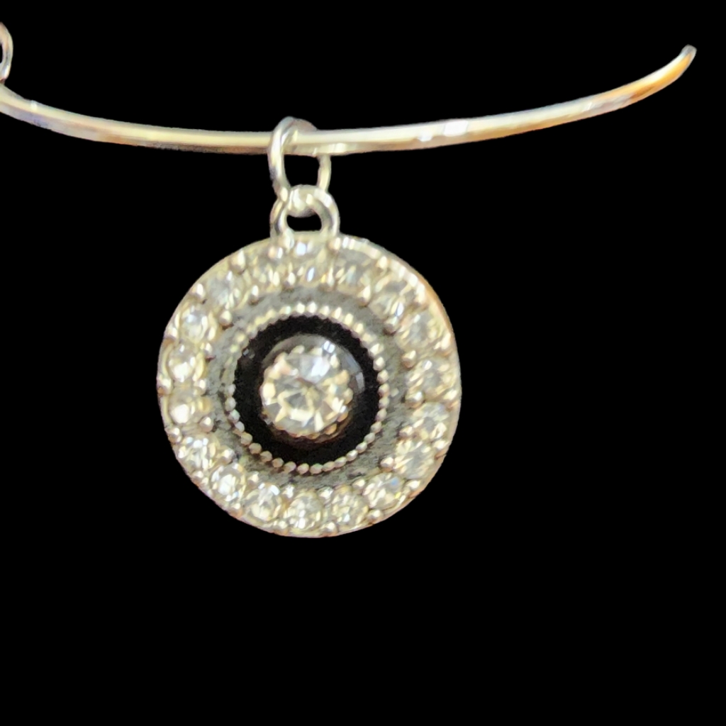 Beautiful Silver Tone Charm Bangle Bracelet Adjustable Nwot